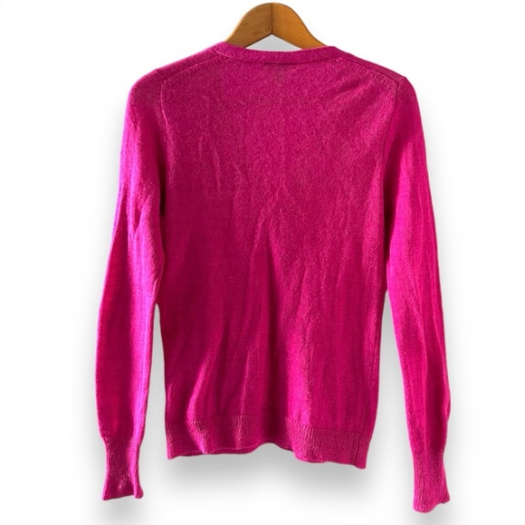 J. Crew Pink Alpaca Merino Wool Blend V-Neck Knit Cardigan Women’s Size Medium - Picture 2 of 16